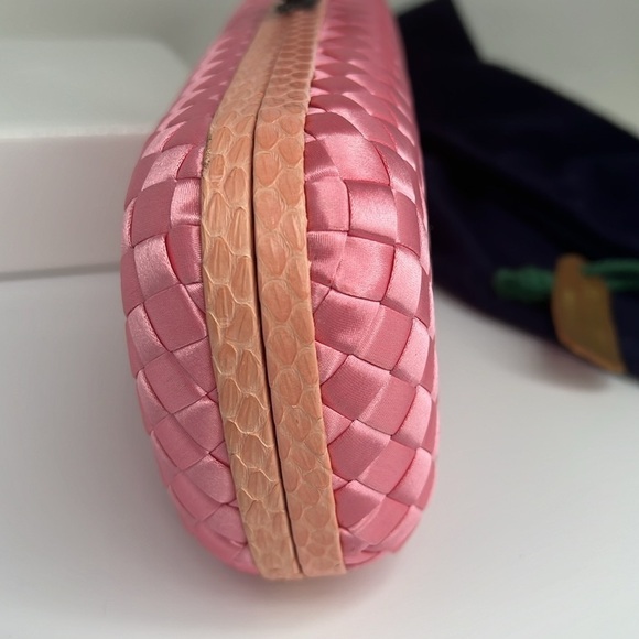 Bottega Veneta Pink Intrecciato Long Knot Clutch Bag Silk Snakeskin - Perfect - Picture 6 of 15